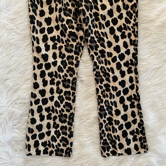 Zara Tan Black Leopard Print Crop Trousers Cheetah Pants - Picture 7 of 8